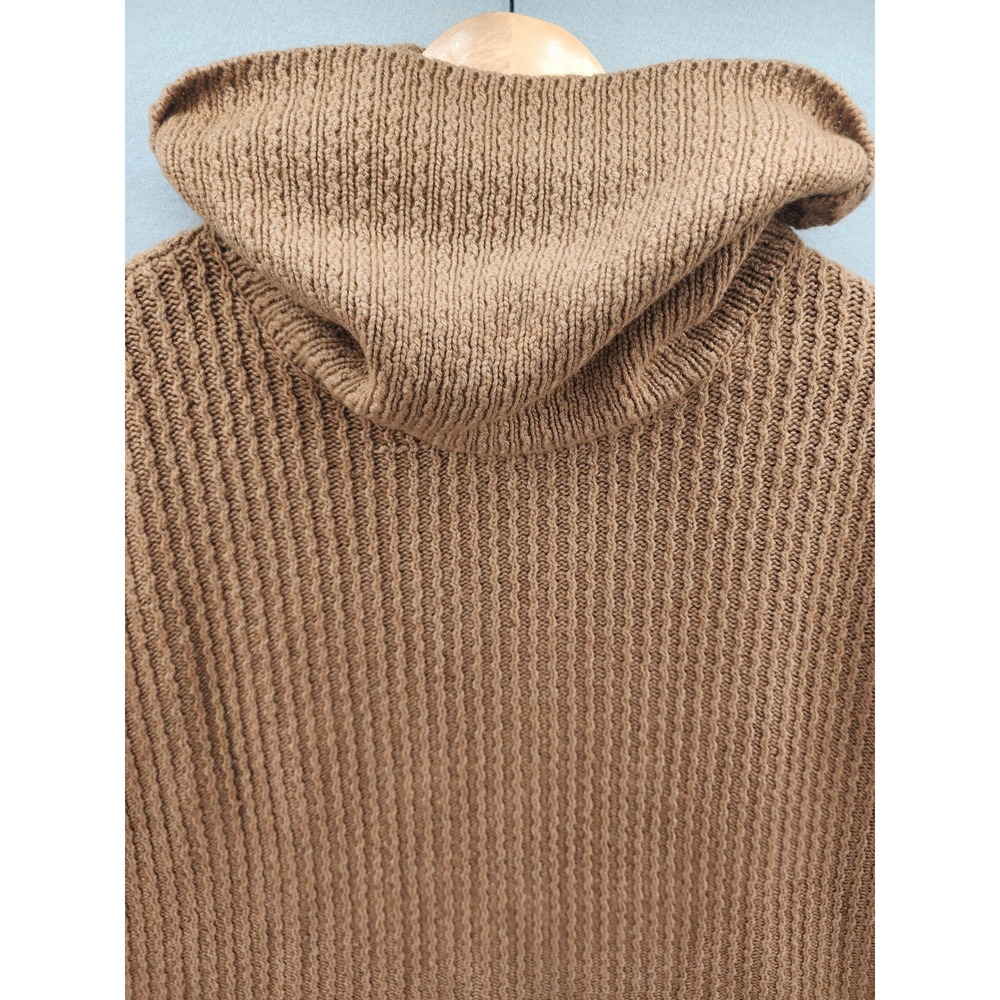 Massimo Dutti Italian Yarn Wool Cashmere Cowl Neck Poncho Sweater‎ Brown Medium - Picture 8 of 15